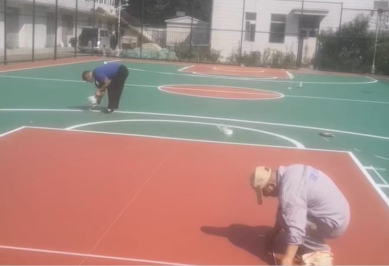 房山区财政局硅PU篮球场施工总结